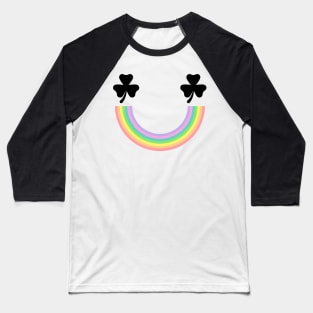 Rainbow Smiley Shamrock Baseball T-Shirt